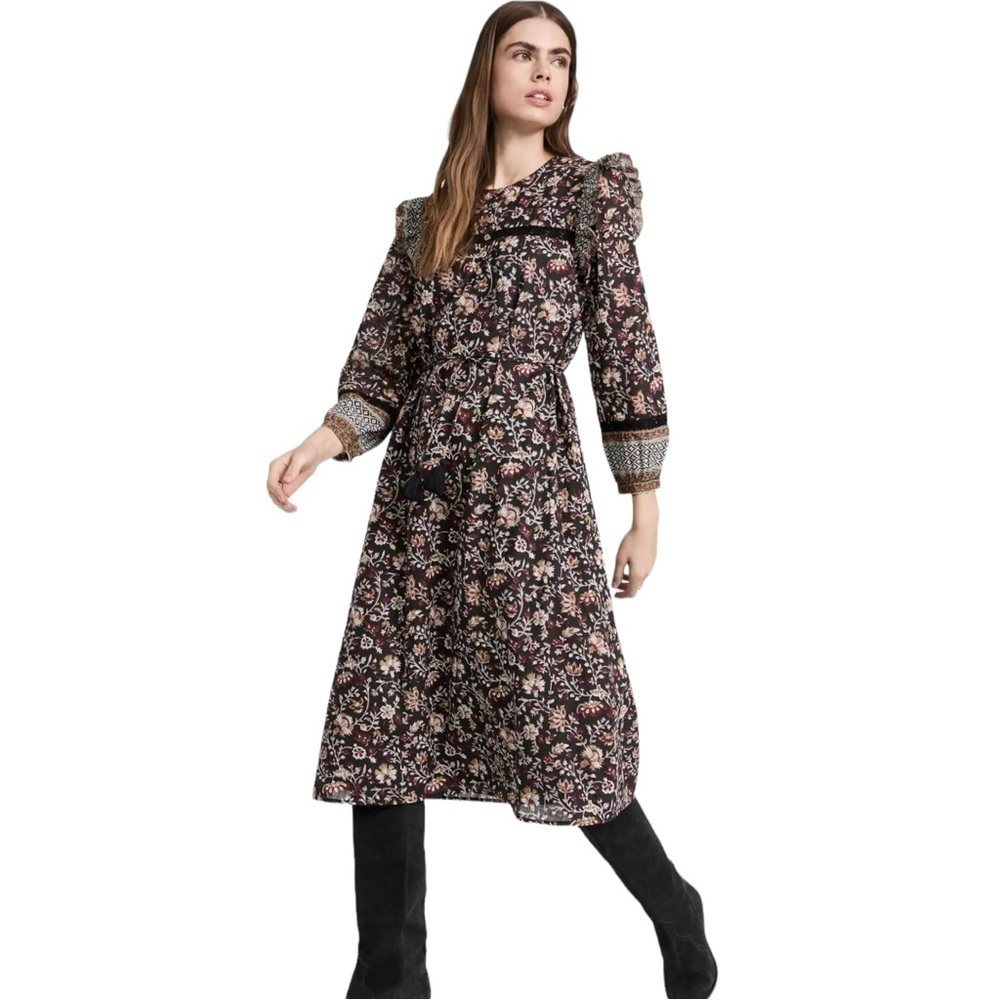 Cleobella Lotus Midi Dress Long Sleeve Floral Cottagecore XS Cotton‎